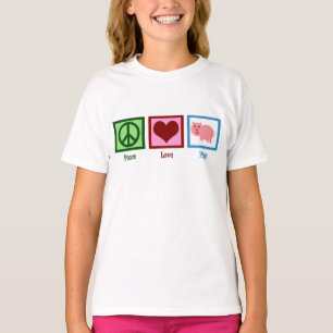 Peace Liebe Schweine Niedliche Farm Girl T-Shirt