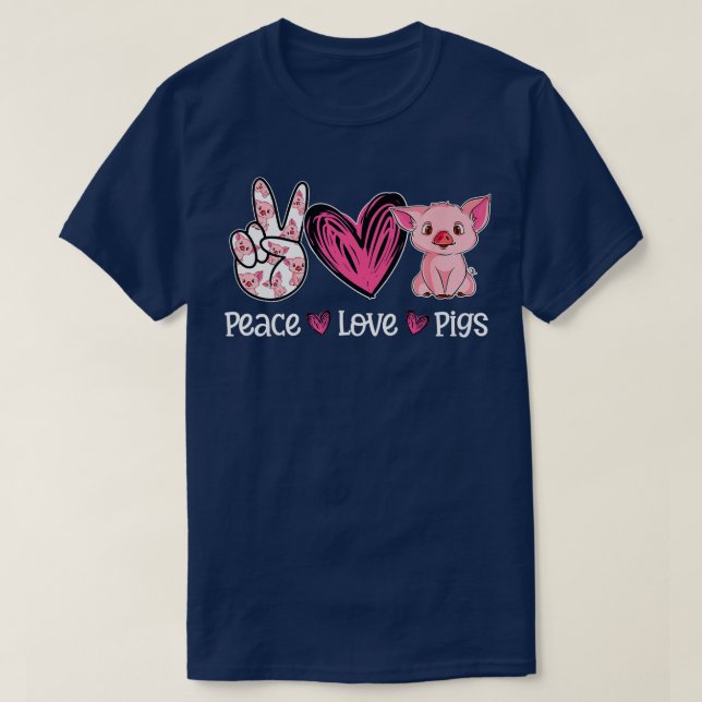 Peace Liebe Schweine Shirt Niedlich Schweinefleisc (Design vorne)