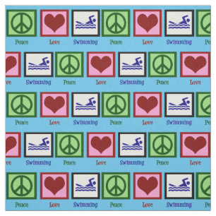 Peace Liebe Schwimmbad Niedliches Schwimmteam Blau Stoff