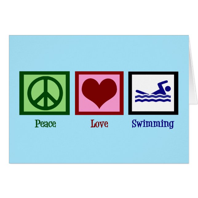 Peace Liebe Schwimmen Niedliches Schwimmteam Blaue (Vorderseite (Horizontal))