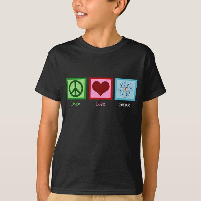Peace Liebe Science Atom Model Kids T-Shirt (Vorderseite)