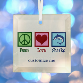 Peace Liebe Sharks Niedlicher Custom Shark Weihnac Ornament Aus Glas