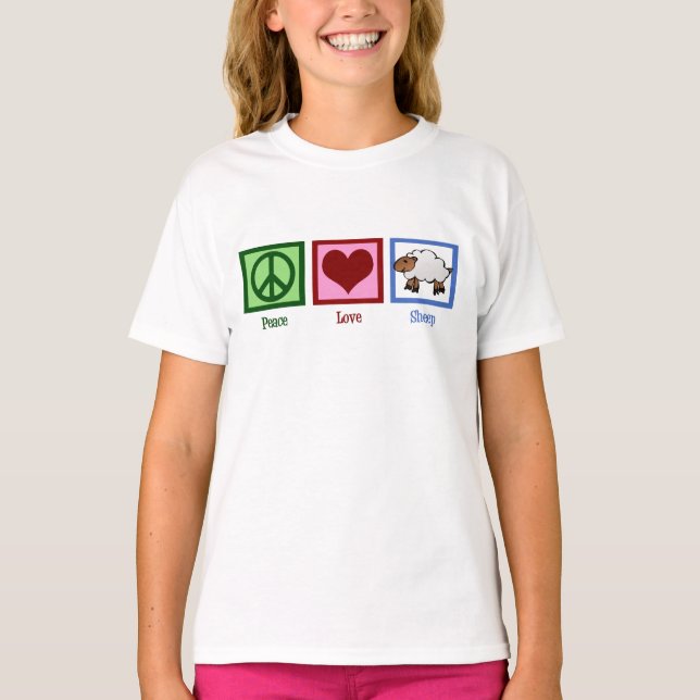 Peace Liebe Sheep Niedlich Kids T-Shirt (Vorderseite)
