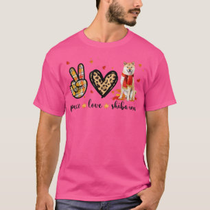 Peace Liebe Shiba Inu Scarf Leopard Herbst Herbst T-Shirt