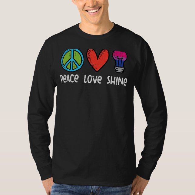 Peace Liebe Shine Bisexual Bi Pride Stuff Flag Lgb T-Shirt (Vorderseite)