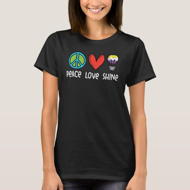 Peace Liebe Shine Nonbinary non-binäre Enby nb Fla T-Shirt (Vorderseite)