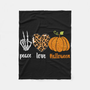 Peace Liebe Skeleton Fall Pumpkin Leopard Hallowee Fleecedecke
