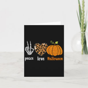 Peace Liebe Skeleton Fall Pumpkin Leopard Hallowee Karte