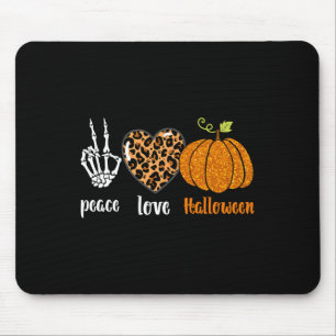 Peace Liebe Skeleton Fall Pumpkin Leopard Hallowee Mousepad