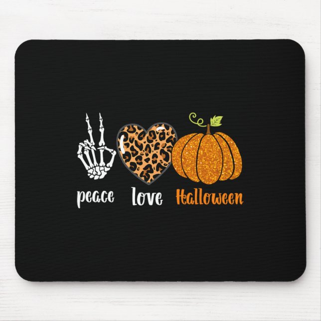 Peace Liebe Skeleton fall Pumpkin leopard Hallowee Mousepad (Vorne)