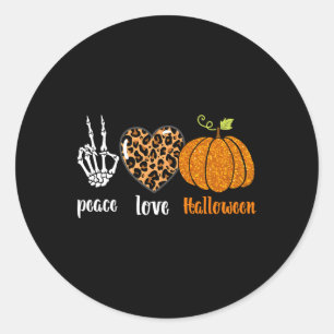 Peace Liebe Skeleton fall Pumpkin leopard Hallowee Runder Aufkleber