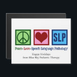 Peace Liebe SLP Sprachpathologie-Magnet Magnetkarte<br><div class="desc">Peace Liebe spricht Sprache Pathologie Magnetkarte Weihnachten. Niedliche SLP-Magnete für einen Sprachtherapeuten,  der einen Sprachpathologen-Abschluss got und mit Kommunikation arbeitet.</div>