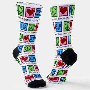 Peace Liebe SLP Sprachpathologie Socken