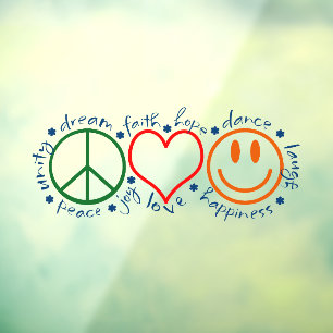 Peace Liebe Smile Fensteraufkleber