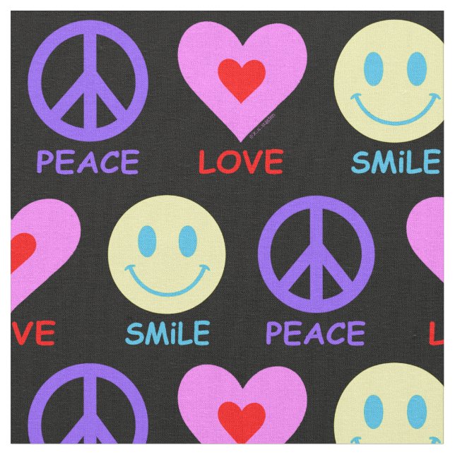 Peace Liebe Smile Pattern Stoff (Nahaufnahme)
