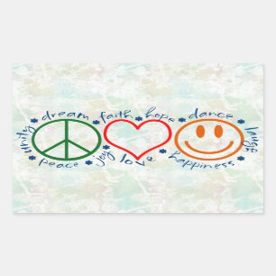 Peace Liebe Smile Rechteckiger Aufkleber