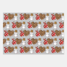 Peace Liebe Snowman Wrapping Paper Flat Sheet SET 