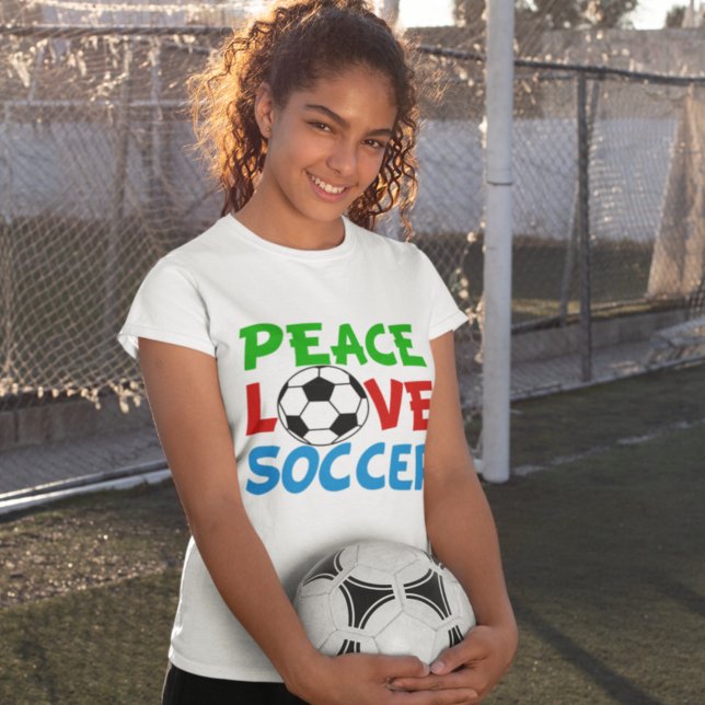 Peace Liebe Soccer Ball Niedlich Sports Team T-Shirt (Von Creator hochgeladen)