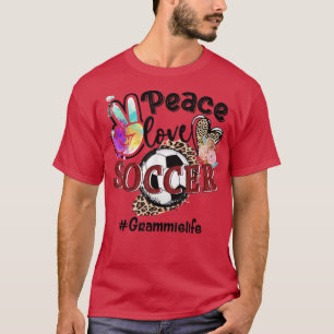 Peace Liebe Soccer Grammie Mama Großartiger Leopar T-Shirt