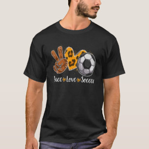 Peace Liebe Soccer Leopard Print Cheetah Muster T-Shirt