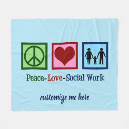 Peace Liebe Social Work Custom Blue Social Worker Fleecedecke