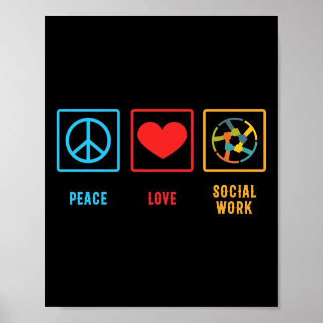 Peace Liebe Social Work Funny Heart Poster (Vorne)