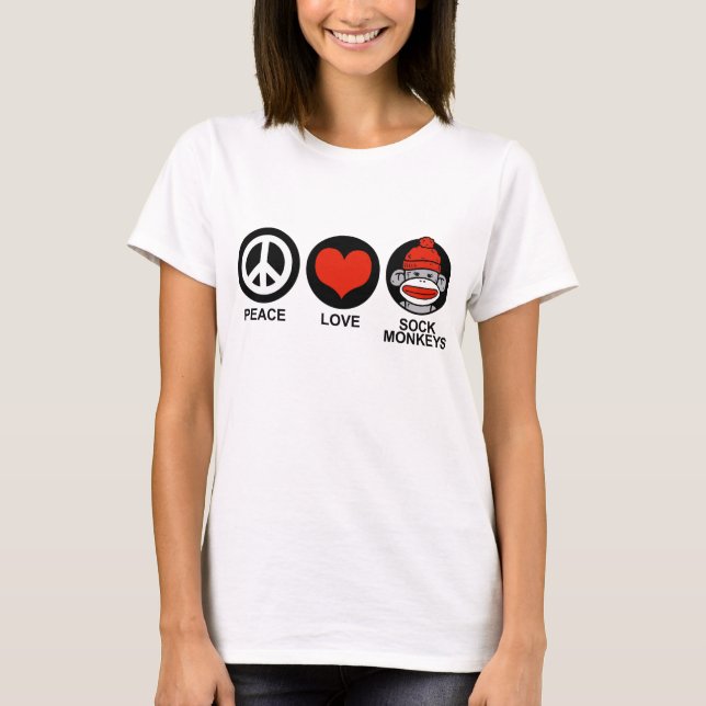 Peace Liebe Sock Affen T-Shirt (Vorderseite)