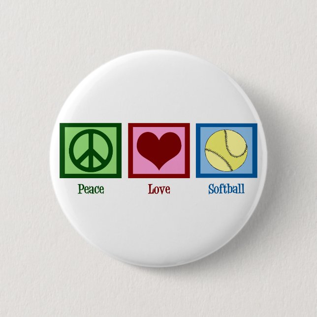 Peace Liebe Softball Button (Vorderseite)
