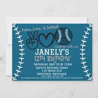Peace Liebe Softball Einladung zum Geburtstag