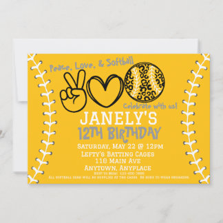 Peace Liebe Softball Einladung zum Geburtstag