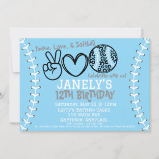 Peace Liebe Softball Einladung zum Geburtstag
