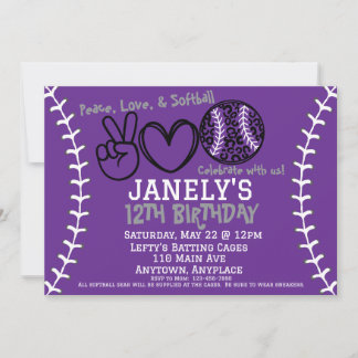 Peace Liebe Softball Einladung zum Geburtstag