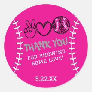 Peace Liebe Softball Einladung zum Geburtstag Runder Aufkleber