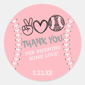 Peace Liebe Softball Einladung zum Geburtstag Runder Aufkleber