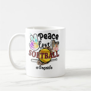 Peace Liebe Softball Gaga Life Mama Grandma Leopar Kaffeetasse