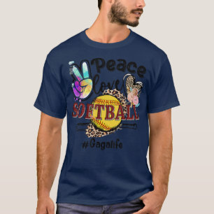 Peace Liebe Softball Gaga Life Mama Grandma Leopar T-Shirt