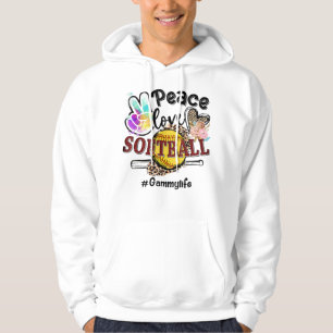 Peace Liebe Softball Gammy Life Mama Grandma Leopa Hoodie