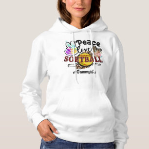Peace Liebe Softball Gammy Life Mama Grandma Leopa Hoodie