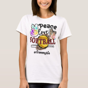 Peace Liebe Softball Gammy Life Mama Grandma Leopa T-Shirt