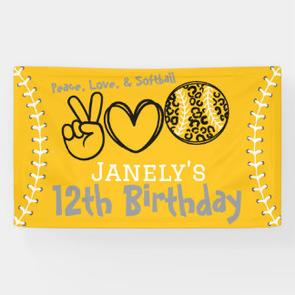 Peace Liebe Softball Geburtstag Banner