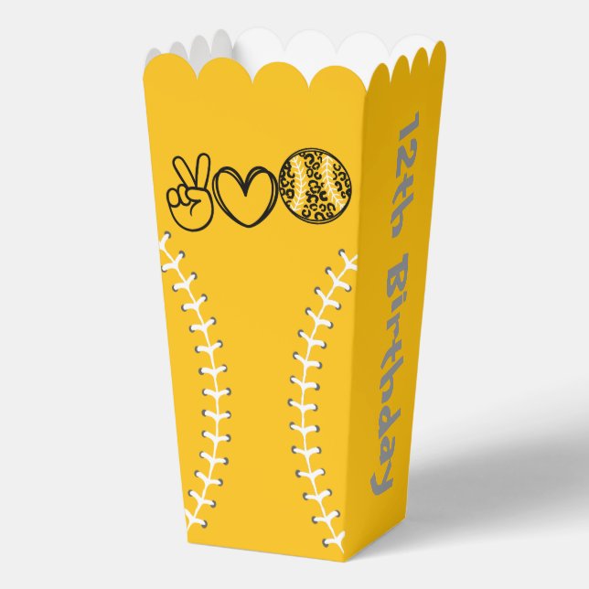 Peace Liebe Softball Geburtstag Geschenkschachtel (Rückseite)