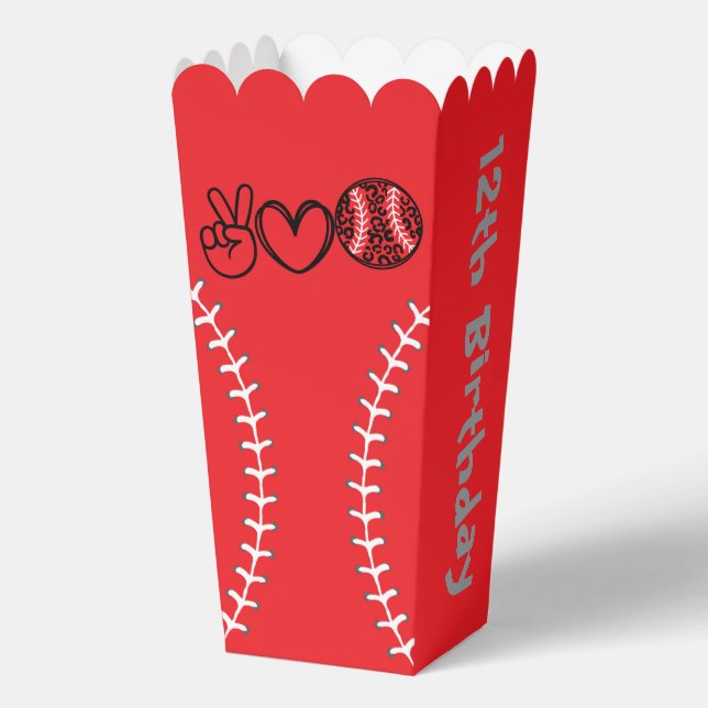 Peace Liebe Softball Geburtstag Geschenkschachtel (Rückseite)