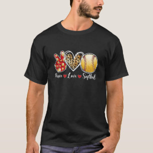 Peace Liebe Softball Lover Leopard Herzspieltag C T-Shirt