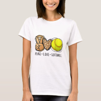 Peace Liebe Softball Mama Leopard Print Mother Day T-Shirt