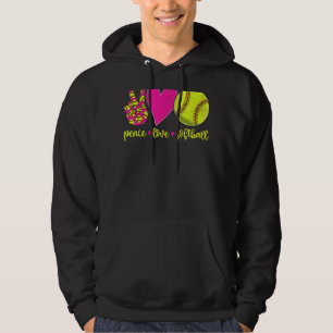 Peace Liebe Softball Mama Männer Frauen Kinder Hoodie