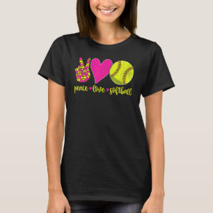 Peace Liebe Softball Mama Männer Frauen Kinder T-Shirt