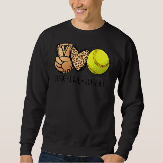 Peace Liebe Softball Mamas Leopard Print Mother's  Sweatshirt