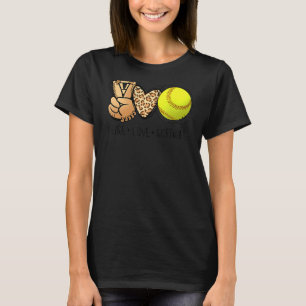 Peace Liebe Softball Mamas Leopard Print Mother's  T-Shirt