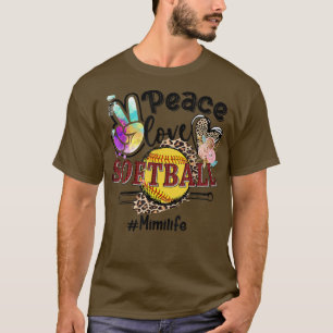 Peace Liebe Softball Mimi Life Mama Oma Leopard T-Shirt