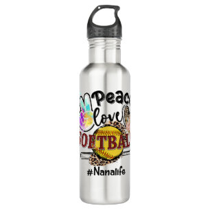 Peace Liebe Softball Nana Life Mama Grandma Leopar Edelstahlflasche